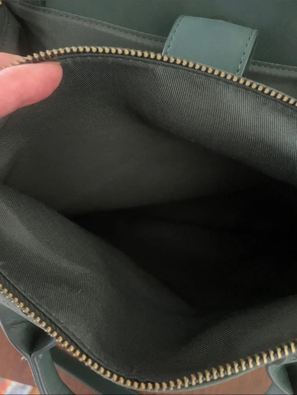 Dark Green  suede  tote  Bag  -like new with handles and strap